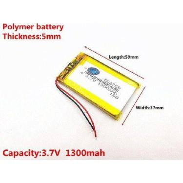 Imagem de Bateria 503759 2 Fios 5mm X 37mm X 59mm 3,7v 1300 Mah - KMIG