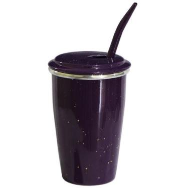 Imagem de Kit Copo Liso e Bomba Metal Colorido Terere Térmico Roxo Pig - Gastrob
