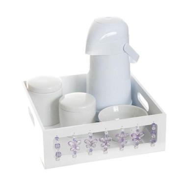 Imagem de Kit Higiene Borboleta Lilás Quarto Bebê Menina - Potinho de Mel