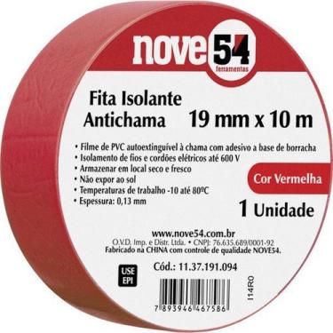 Imagem de Fita Isolante Antichama 19mm X 10m Vermelha 954 Nove 54 - NOVE54