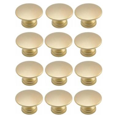 Imagem de Kit 12 Puxador Ponto 24mm Dourado Escovado Para Gaveta - RENNA