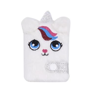 Imagem de Lindo caderno infantil com bolso de animal, mini diário de pelúcia fofo para meninas, lindo diário felpudo, escrever, em branco, 160 páginas