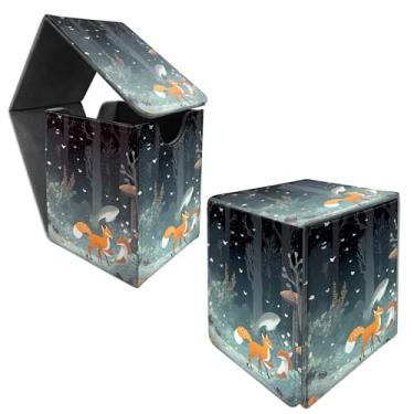 Imagem de BFDHGQZC Caixa de baralho Foxes Mushrooms para cartas colecionáveis Commander Deck Caixa de armazenamento de cartões com ímã forte Magic Premium Gathering Deck Box Cover para TCG CCG Magic Cards