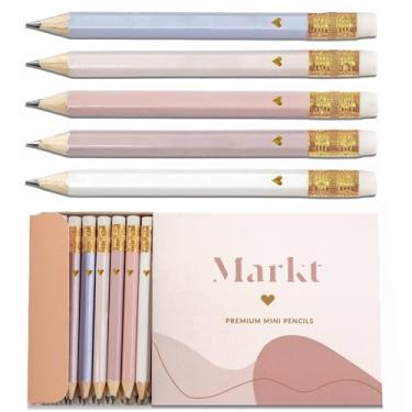 Imagem de Markt Lápis de coração para jogos de chá de bebê e chá de panela, mini lápis, conjunto de lápis rosa pequeno para prêmios de jogos, canetas de noiva (blush)