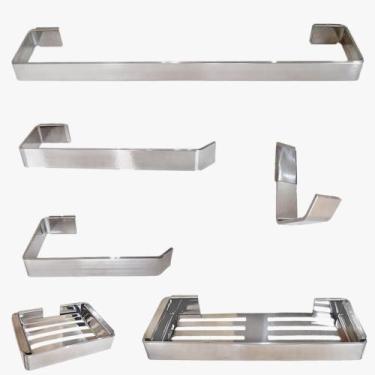 Imagem de Kit Para Banheiro Luxo Quasar 6 Peças - Juliard , Prata