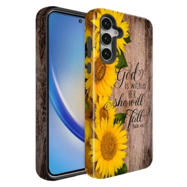 Imagem de BSMOSPER Compatível com Galaxy A16 5G, PC rígido de camada dupla + TPU macio resistente 2 em 1 capa protetora para celular para Samsung Galaxy A16 5G, versículos da Bíblia Salmo 46:5, madeira e