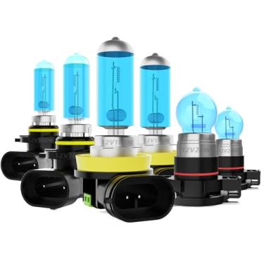 Imagem de DMEPUGI Lâmpadas de farol adequadas para Chevrolet Silverado 2500 2015-2018, 9005 H11 Farol alto baixo 5202 combo de faróis de neblina, lâmpadas de halogêneo de alto desempenho 5500K super brilhantes,