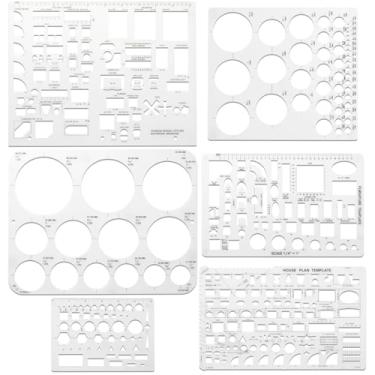 Imagem de 6 modelos circulares para esboçar estênceis circulares flexíveis com formas geométricas, 6 tamanhos, réguas de medição de plástico para desenhar, escritório, escola, arquitetura e cofragem de