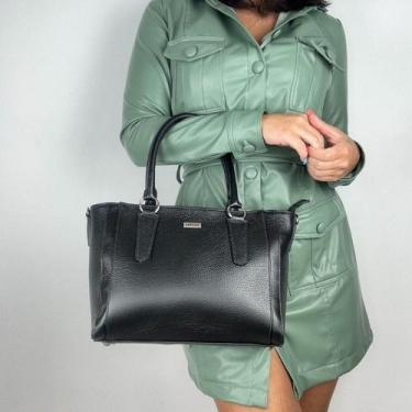 Imagem de Bolsa recuo em couro legítimo b.935, Preto