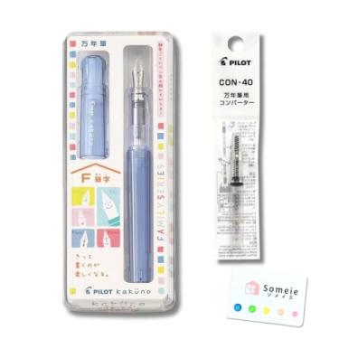 Imagem de Conjunto de canetas-tinteiro Conversor CON-40 e ponta fina Kakuno com cartucho de tinta preta e notas adesivas – Sistema de tinta recarregável, para iniciantes, caligrafia (FKA-1SR-KPL-F)