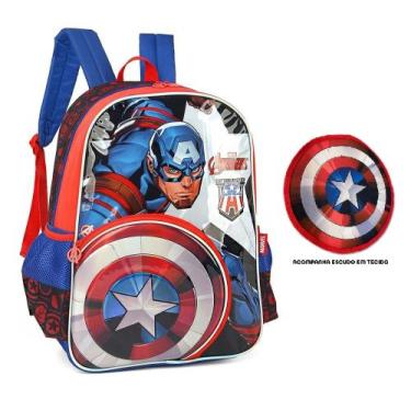 Imagem de Mochila Escolar Capitão América Marvel com Escudo - Luxcel 2023