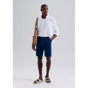 Imagem de Bermuda Básica Masculina Em Sarja Com Elastano - Hering, 042, Azul esc