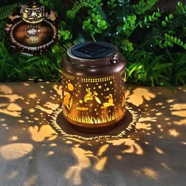 Imagem de Neioaas Lanterna Solar Coelho - Lustre Led De Metal À Prova D'Água Para Áreas Externas, Luz De Projeção Elegante Para Gramado, Lanterna Decorativa Oca Para Jardim, Pátio E Quintal, Perfeita Para Ce