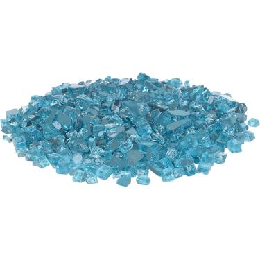 Imagem de Vidro de fogo temperado reflexivo brilhante premium para lareira a gás ou propano para lareira ao ar livre, fácil de instalar e estimular a experiência de visualização - 4,5 kg - Azul Bahama