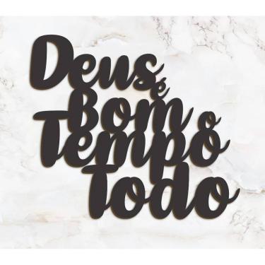 Imagem de Letreiro Quadro Placa de Parede em MDF 3mm Deus é Bom, Religião Igreja Cores