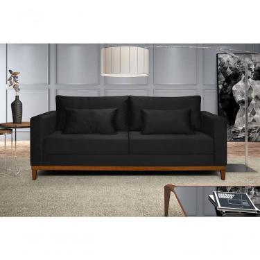 Imagem de Sofá Bahamas 1,70 Veludo Living Fixo Império Veludo Preto 176
