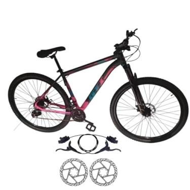 Imagem de Bicicleta Aro 29 GTI Roma 21 Velocidades MTB Index Disco Hidráulico Suspensão 80mm Unissex (Preto/Rosa, 13)