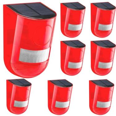 Imagem de Comboss Alarme Solar Com Sensor De Movimento, Som E Luz, Sirene Alerta 110 Decibéis, 6 Leds, Flash Aviso, Sistema Segurança Estroboscópico Para Vila Rural (Pacote 8)