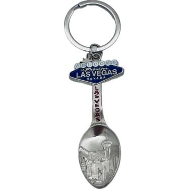 Imagem de Chaveiro abridor de garrafa de colher de lembrança de Las Vegas, construção de metal, design do horizonte da cidade