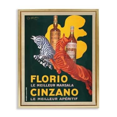 Imagem de Stupell Industries Arte de parede em tela flutuante com moldura dourada de licor e zebras antigas por Marcello Nizzoli, 43 x 53 cm