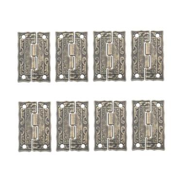 Imagem de JianLing 8 peças dobradiças decorativas esculpidas vintage grande impressão externa com parafusos 36 x 23 mm pequenas ferragens dobráveis para caixas de madeira, caixas de joias, caixas de presente