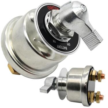 Imagem de Interruptor de desconexão de bateria de 300A, interruptor de desligamento de bateria de 12-24 V, serve para isolador de corte de energia da bateria para carro, veículo, trailer e barco (caixa de