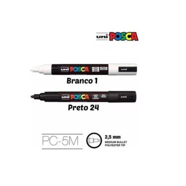 Imagem de Kit Caneta Posca Uniball Pc-5M - Preto E Branco