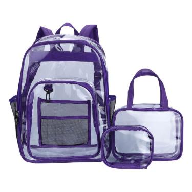 Imagem de Mochila de PVC transparente à prova d`água para laptop de 15,6 polegadas