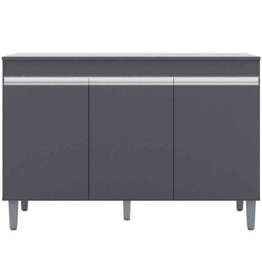 Imagem de Balcão De Pia Para Cozinha 120 Cm Kadu 3 Portas Cinza - AJL MÓVEIS