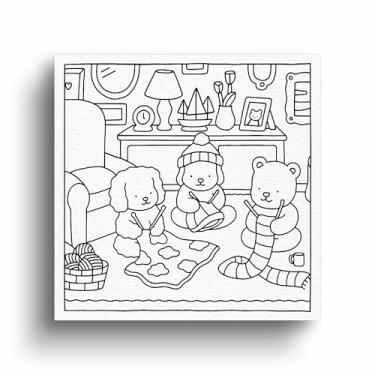 Imagem de Tela Canvas Para Pintar Com Desenho Infantil 30x30cm (Opção 9)