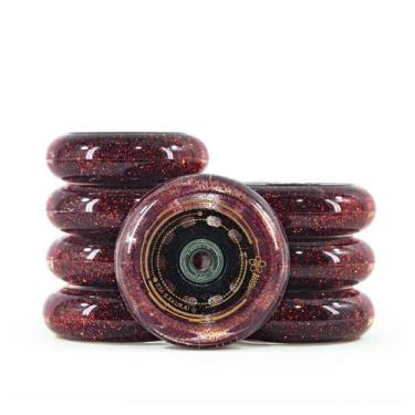 Imagem de 8 Rodas Para Patins Sakurai 80mm 83a Glitter Vermelha + Abec9 - Munchi