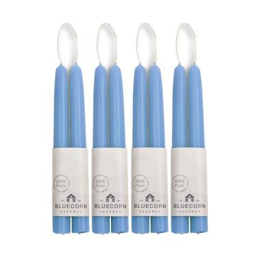 Imagem de Bluecorn Velas cônicas de cera de abelha 100% pura | Cera de abelha natural, azul celeste afunilada sem perfume | Sem soja, parafina e fragrância | 25,4 cm, pacote com 8 unidades