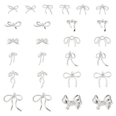 Imagem de KISSITTY 26 pingentes sortidos de gravata borboleta de liga de prata pingentes pendentes a granel com laços para fazer joias, colar, pulseira, brincos, artesanato, chaveiros, suprimentos femininos, 13
