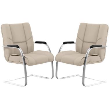 Imagem de Kit 02 Cadeiras De Escritório Tecido Sintético Areia