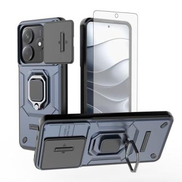 Imagem de Asuwish Capa de telefone para Xiaomi Redmi Note 14 5G com capa de câmera deslizante protetor de tela de vidro temperado suporte de anel suporte robusto fino protetor de célula híbrida de grau militar