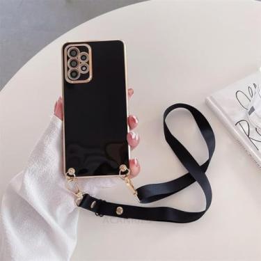 Imagem de Capa de silicone com cordão para Samsung Galaxy A54 A34 A24 A14 4G 5G A04 M52 M54 M14 M23 M13, ZBBGS preta, para Samsung A32 4G