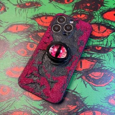 Imagem de Unitvbba Capa de telefone gótica 3D feita à mão com olho de monstro – Ajuste personalizado para todos os modelos de telefone – Exclusivo para fãs de terror, cosplay, amantes de estética escura (olhos