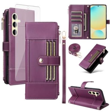 Imagem de Capa de celular para Samsung Galaxy S24 Plus/S25 Plus S24+ S25+ 5G capa carteira celular com protetor de tela, alça de bloqueio de RFID, suporte flip para cartão S24Plus 24S + S 24 24+ S25Plus 25S 25+