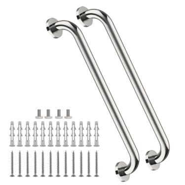 Imagem de Barra de apoio de chuveiro cromada de 61 cm – 3,8 cm de diâmetro, alça de barra de apoio para banheiro ZUEXT, barra de equilíbrio de banheiro, suporte de trilho de mão de segurança, alça de banho para idosos com deficiência