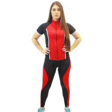 Imagem de KIT Ciclista Feminino  Camiseta Dry Fit Legging com Forro Acolchoado  