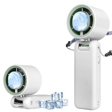 Imagem de Ventilador turbo pessoal portátil com refrigerador de gelo, 13500RPM/5000mAh mini ventiladores portáteis recarregáveis com velocidade ajustável de 1-100 ° 180° ventiladores de tempo de execução