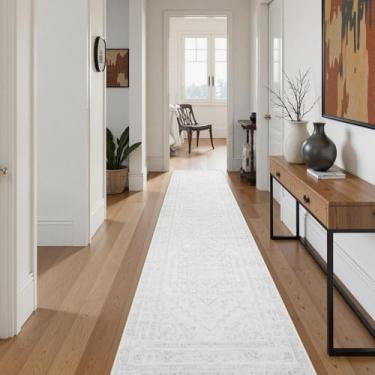 Imagem de Uphome Longos corredores para corredores, 60 x 30,5 cm, lavável, boho para quarto, antiderrapante, tapetes modernos e macios para corredores, tapetes de entrada de pelo baixo, sem queda para cozinha