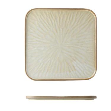 Imagem de Prato quadrado de cerâmica grossa retrô estilo ocidental personalizado para restaurante doméstico - forno de aquecimento branco de 30,5 cm