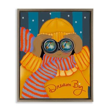 Imagem de Stupell Industries Dream Big with Binoculars Brown Framed Floater Canvas Wall Art Design por Lori Mosley, 21 x 17