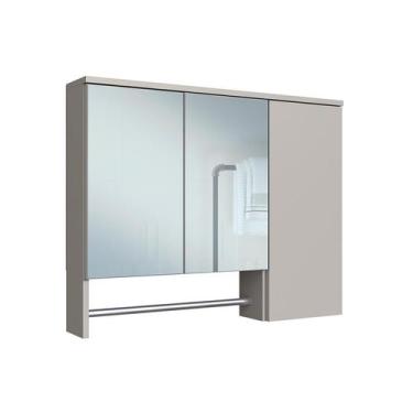 Imagem de Armário de Banheiro com Espelho Cecília 3 PT Mel e Arenas - Modern
