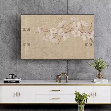 Imagem de HSTANGKY Capa protetora contra poeira para TV de 32-80 polegadas protetor de tela LCD / LED estilo chinês fácil de limpar design antiderrapante padrão elegante flor 8 | 65 polegadas