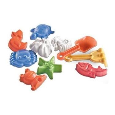 Imagem de Kit Praia Areia Forminhas Modelar Para Crianças Com 10 Peças - LIG BRI