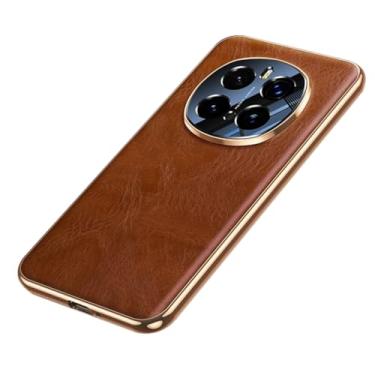 Imagem de FWYANZH Capa de couro bovino para Honor Magic 7 Pro/7, capa de proteção de orifício de lente de câmera de precisão slim fit revestimento luxuoso capa de couro genuíno, marrom, 7