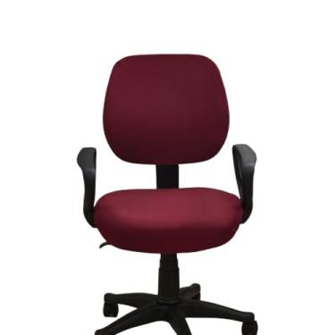 Imagem de Lzyjckh Capa elástica para cadeira de escritório, 2 peças Capas universal para assento de cadeira de escritório com divisão Capa removível, lavável e giratória para cadeira,Red