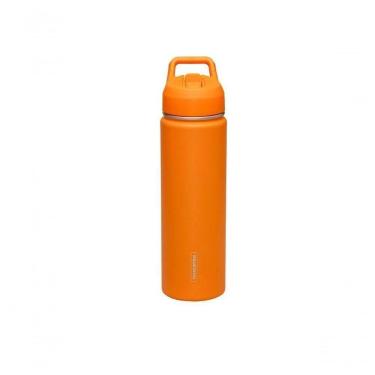 Imagem de Garrafa Térmica Tramontina Aço Revestido Laranja Com Canudo 650ml